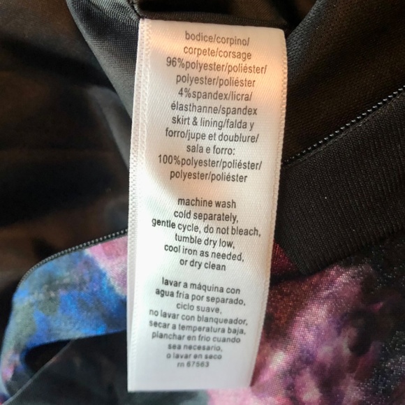 SLNY Dress Black Floral High Low - Picture 6 of 7